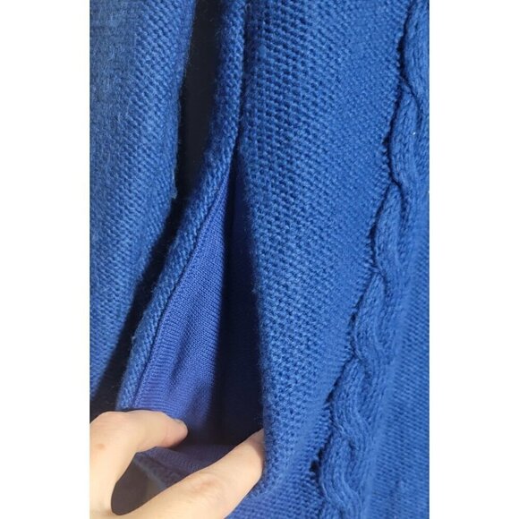 Soft Surroundings Royal Blue Full Zip Chunky Knit Hooded Long Line Sweater Sz S - Picture 13 of 14